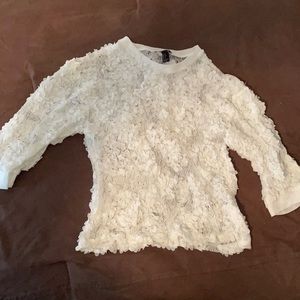 Forever 21 Small White Flower Shirt